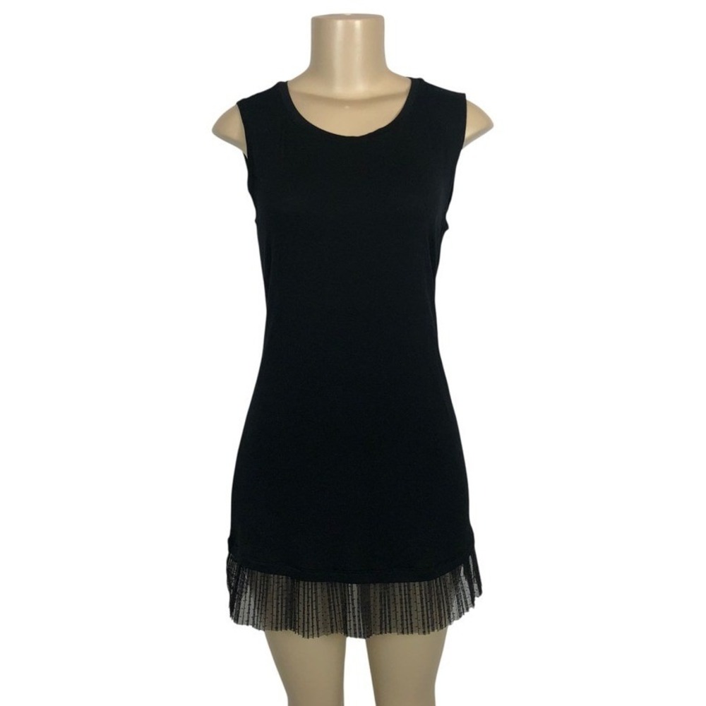 LOGO Layers Lori Goldstein Sleeveless Tunic Top Ruffle Lace Hem Small Whimsigoth